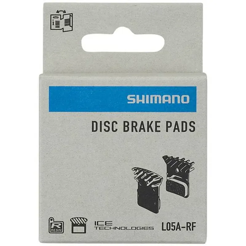 Shimano L05A-RF disc pads and spring resin pad alloy back cooling fins-1