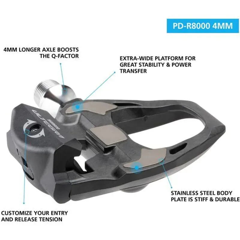 Shimano R8000 Ultegra SPD-SL Road pedals 4mm longer axle carbon black-1